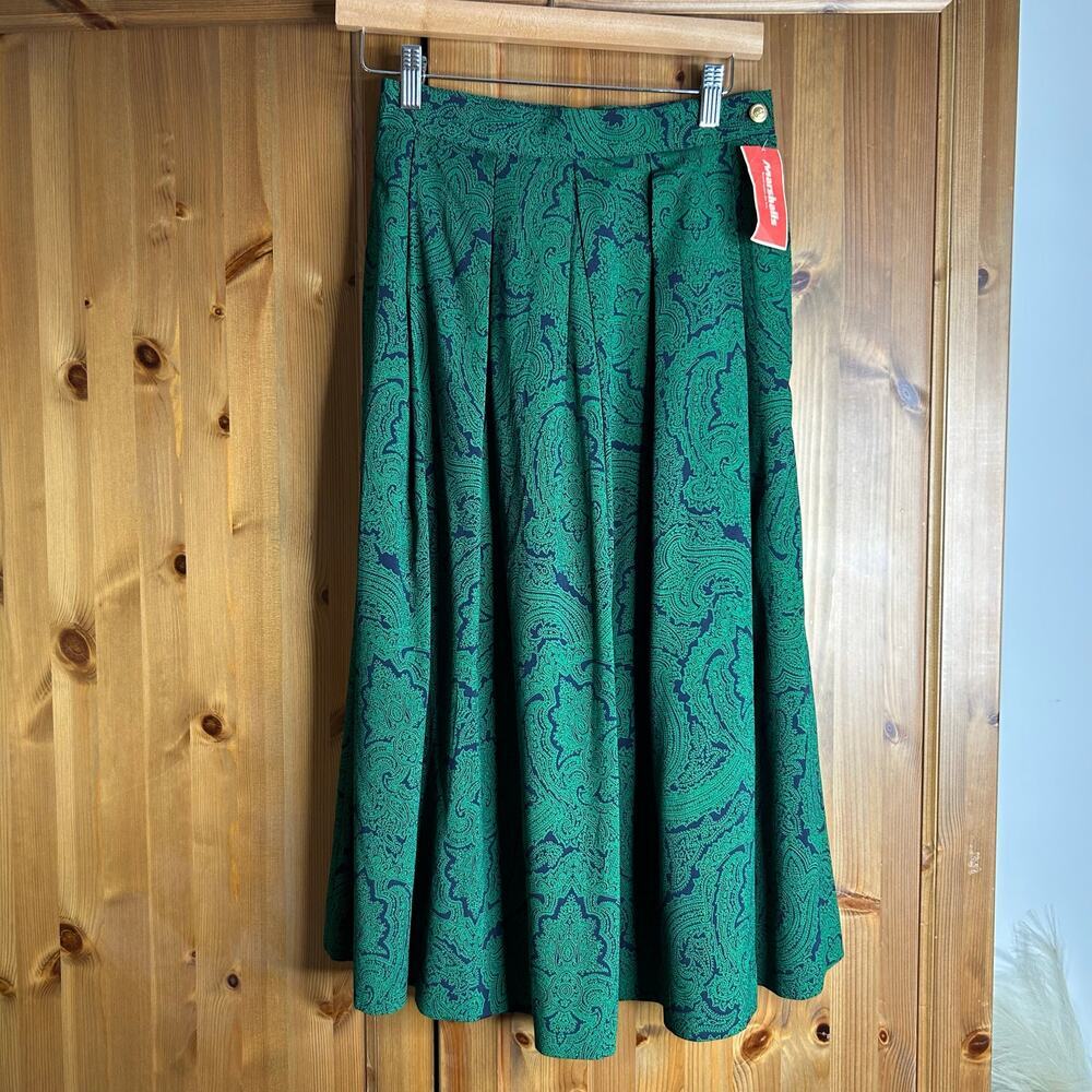 Vintage‎ JG Hook Old Money Renfair Paisley A-line Pleated Midi Skirt Women's 6